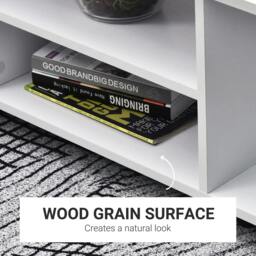 Rackhams Modern TV Cabinet Stand Storage Shelves Table Mobile Bedroom Furniture Bookshelf Bookcase White - thumbnail 5
