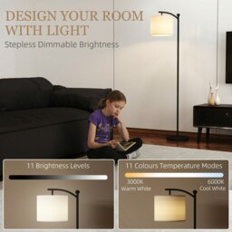 Rackhams LED Floor Lamp with Dimmable Colours Temperature & Brightness, Black - Black - thumbnail 3