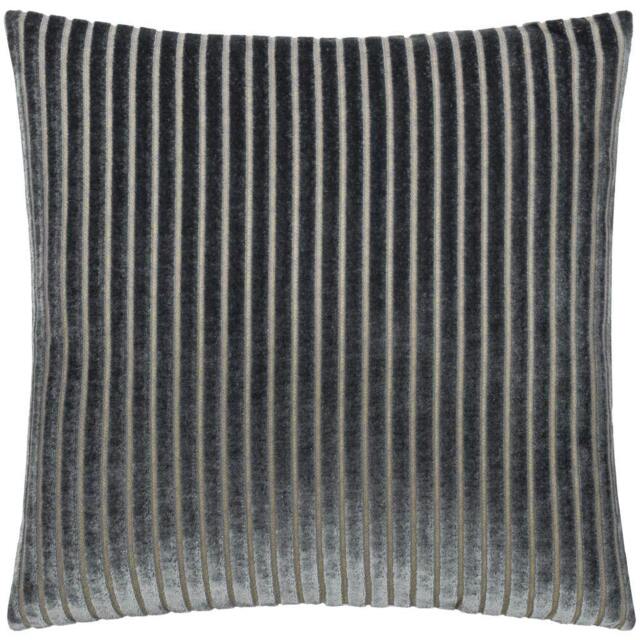 Rackhams Savoy Velvet Stripe Cushion Cover - Charcoal - 50cm x 50cm - Charcoal - 100% Polyester - image 1