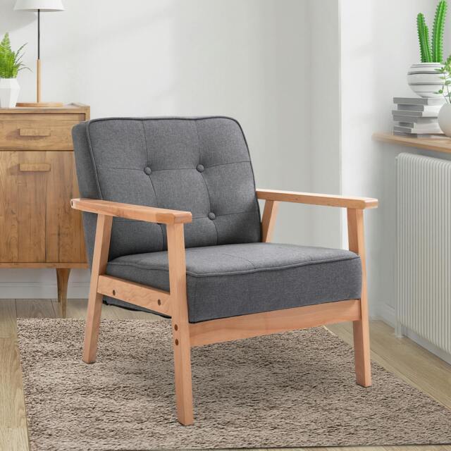 Rackhams Accent Chair PU Leather Armchair with Armrests - Grey - Polyester - image 1