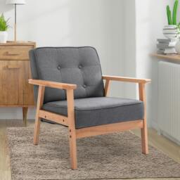 Rackhams Accent Chair PU Leather Armchair with Armrests - Grey - Polyester - thumbnail 1