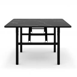 Rackhams 80cm Square Foldable Coffee Table with Marble Effect Top Low Dining Table - Black - thumbnail 5