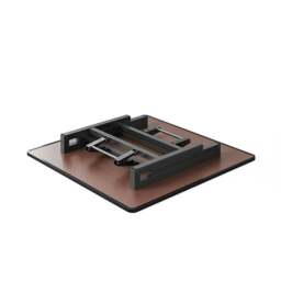 Rackhams 80cm Square Foldable Coffee Table with Marble Effect Top Low Dining Table - Black - thumbnail 6