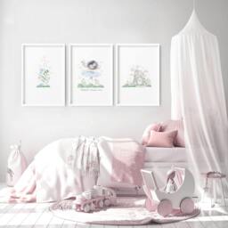 Rackhams Murals For Nursery Rooms - Set of 3 wall art prints - 20 x 30 in / 50 x 76 cm - Satin Photo paper 280 gsm - Black Frame - thumbnail 5