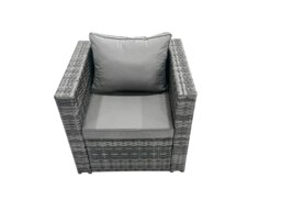 Rackhams Rattan Garden Furniture Dining Set 8 seater Patio Coffee Table Sofa Set with 2 Side Tables Big Stool Dark Grey Mixed - thumbnail 5