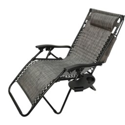 Rackhams Multi Position Garden Gravity Relaxer Chair Sun Lounger with Sun Canopy in Grey - thumbnail 6