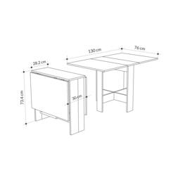 Rackhams Artemio Foldable Table White Rectangular Shape Engineered Wood Folding Table 130(W)x76(D)x73.4(H)cm Kitchen Dining Room - White - thumbnail 3
