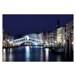 Rackhams Rialto Bridge Scene Print LED Canvas, Venice Artwork With 8 LED Lights, 60 x 40 cm, Stretched Wooden Frame, Battery Powered