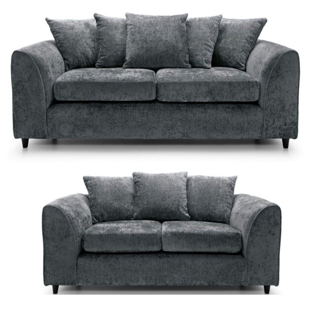Rackhams Dylan Chenille 3+2 Seater Fabric Sofa in Grey - 3 Seater & 2 Seater Set - image 1