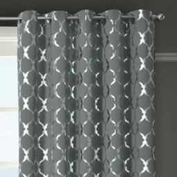 Rackhams Arabesque Ready Made Thermal Blackout Eyelet Curtains - 117cm x 137cm - Ochre - thumbnail 3