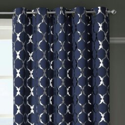 Rackhams Arabesque Ready Made Thermal Blackout Eyelet Curtains - 117cm x 137cm - Ochre - thumbnail 2