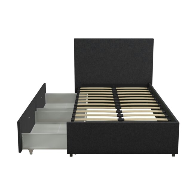 Rackhams Kelly Bed with Storage Fabric Dark Grey - Single - image 1