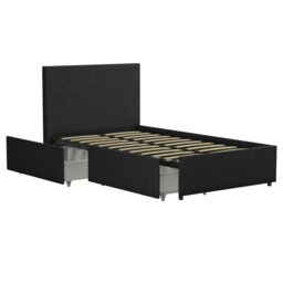 Rackhams Kelly Bed with Storage Fabric Dark Grey - Single - thumbnail 2