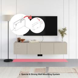 Rackhams Modern Conrad TV Unit up to 50 Inch TVs 2 Soft Close Door Entertainment Centre 140cm Living Room Easy Assembly - Black - thumbnail 6