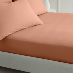 Rackhams 200 Thread Count Cotton Percale Extra Deep Fitted Sheet - Orange - Super King - thumbnail 2