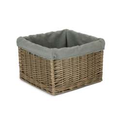 Rackhams Square Antique Wash Grey Lined Storage Basket - Set of 2 - thumbnail 5