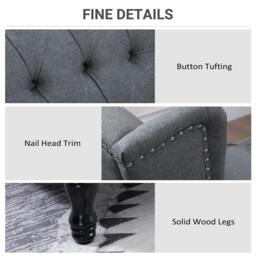 Rackhams Recliner Armchair, Vintage Reclining Chair with Nail Head Trim, Wingback Chair with Button Tufted Back and Footrest, for Living Room, Grey - thumbnail 6