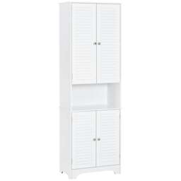 Rackhams Vihave Tall Freestanding Bathroom Cabinet With Shutter Doors And Raised Base White - thumbnail 2