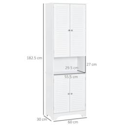 Rackhams Vihave Tall Freestanding Bathroom Cabinet With Shutter Doors And Raised Base White - thumbnail 4
