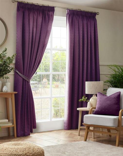 Rackhams Adi Lined Pencil Pleat Curtains - Purple - 229cm width x 274cm drop - image 1