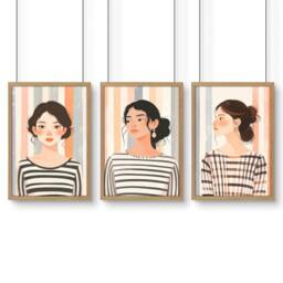 Rackhams Framed Pictures For The Living Room - Set of 3 Boho Women Wall art Prints - A2 16.54 x 23.39 in / 42 x 59.4 cm - Satin Photo paper 280 gsm - Oak Frame