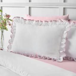 Rackhams So Soft Mono Frill Duvet Cover Set White / Pink - Super King - White / Pink - thumbnail 2