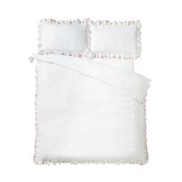 Rackhams So Soft Mono Frill Duvet Cover Set White / Pink - Super King - White / Pink - thumbnail 4