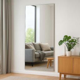 Rackhams Modern Silver Metal Rectangle Frame Leaner Mirror 200cm x 100cm - Silver - thumbnail 2