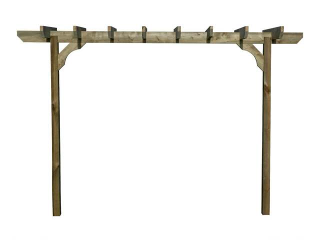 Rackhams Chamfered Single Beam Pergola, Plant Climbing Arbour - Sculpted brace - Rustic Brown - Three Row Kit - 1.8m - image 1