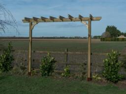 Rackhams Chamfered Single Beam Pergola, Plant Climbing Arbour - Sculpted brace - Rustic Brown - Three Row Kit - 1.8m - thumbnail 6