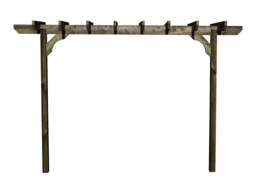 Rackhams Chamfered Single Beam Pergola, Plant Climbing Arbour - Sculpted brace - Rustic Brown - Three Row Kit - 1.8m - thumbnail 3