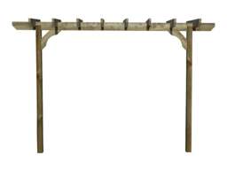 Rackhams Chamfered Single Beam Pergola, Plant Climbing Arbour - Sculpted brace - Rustic Brown - Three Row Kit - 1.8m