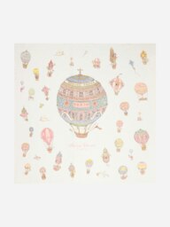 Rackhams Baby Grand Carré Hot Air Balloons Blanket in White (200cm) - White - One size