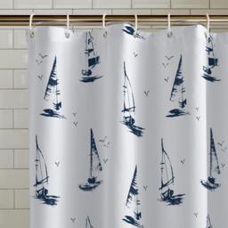 Rackhams Salcombe Boats Shower Curtain Panel White - White - thumbnail 2
