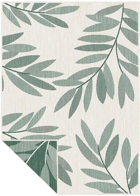 Rackhams Duo Weave Outdoor Green Rug Trailing Leaves - 160X230 cm - image 1