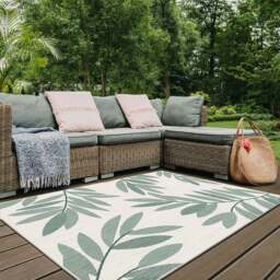 Rackhams Duo Weave Outdoor Green Rug Trailing Leaves - 160X230 cm - thumbnail 3