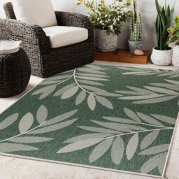 Rackhams Duo Weave Outdoor Green Rug Trailing Leaves - 160X230 cm - thumbnail 5
