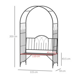 Rackhams Garden Arch Bench Outdoor Patio Trellis Arbor for Climbing Plant - thumbnail 5