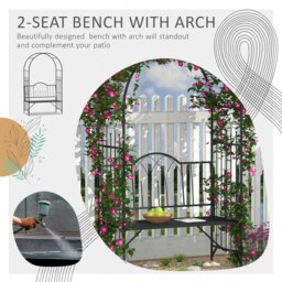 Rackhams Garden Arch Bench Outdoor Patio Trellis Arbor for Climbing Plant - thumbnail 3