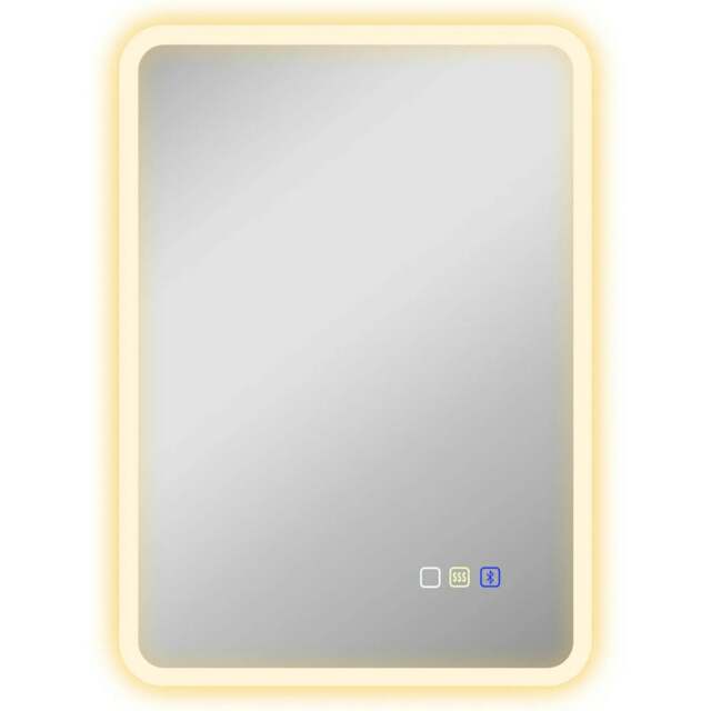 Rackhams 70 x 50cm LED Bathroom Mirror, with Bluetooth - Silver Tone