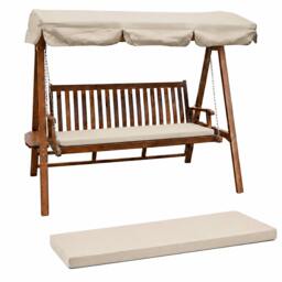 Rackhams Garden Bench Cushion – 3 Seater Swing Seat Pad with Removable Zipped Cover, 160 × 46 × 6 cm - 160 × 46 - 1 cushion - Light Beige