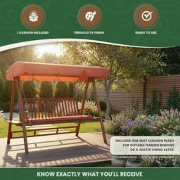 Rackhams Garden Bench Cushion – 3 Seater Swing Seat Pad with Removable Zipped Cover, 160 × 46 × 6 cm - 160 × 46 - 1 cushion - Light Beige - thumbnail 6
