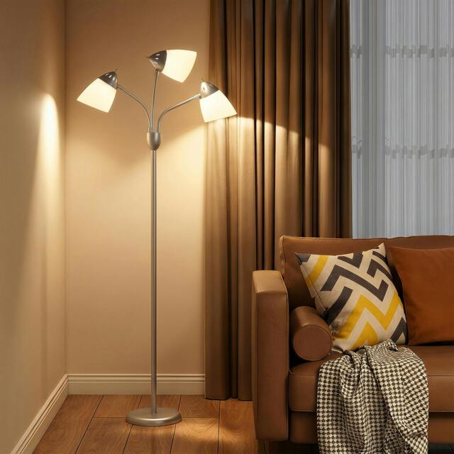 Rackhams Tree Floor Lamp with 3 Adjustable Light, Standing Lamp, Silver Tone - image 1