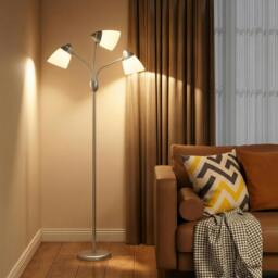 Rackhams Tree Floor Lamp with 3 Adjustable Light, Standing Lamp, Silver Tone