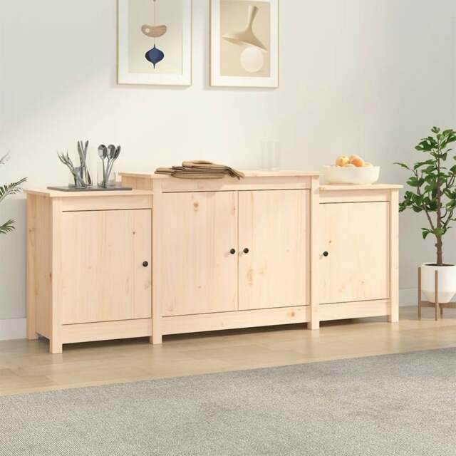 Rackhams Sideboard 164x37x68 cm Solid Wood Pine - Brown - Solid pinewood (untreated), metal