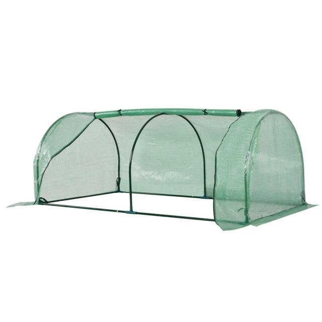 Rackhams Tunnel Greenhouse Green Grow House for Garden Outdoor, Steel Frame, PE Cover, Green, 200 x 100 x 80cm - Green - image 1