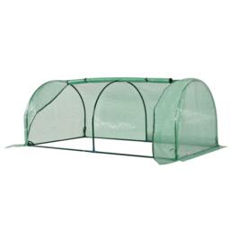 Rackhams Tunnel Greenhouse Green Grow House for Garden Outdoor, Steel Frame, PE Cover, Green, 200 x 100 x 80cm - Green - thumbnail 1