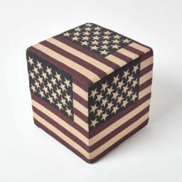 Rackhams Cotton Square Pouffe Vintage USA Flag - 36 x 36 x 38 cm - thumbnail 3