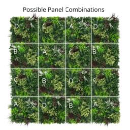 Rackhams Combo of 4 Carnival Premium Artificial Plants Green Wall Panels 50cm x 50cm - thumbnail 2