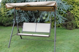 Rackhams Textoline & Steel 2 Seater Swing Seat with Adjustable Angled Canopy, Light Beige Textoline and Brown Steel Frame, Flat Pack - thumbnail 5